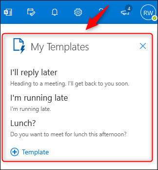 The &quot;My Templates&quot; panel in a new email.