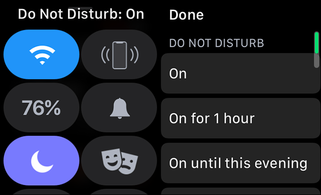 toggling do not disturb on and off on apple watch