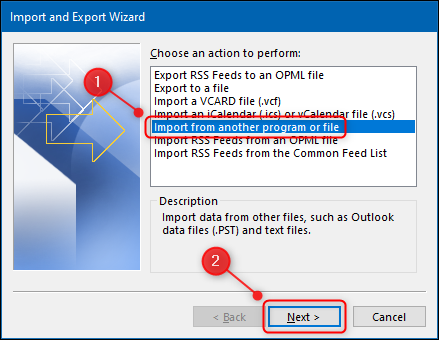 Outlook's &quot;Import from another program or file&quot; option.