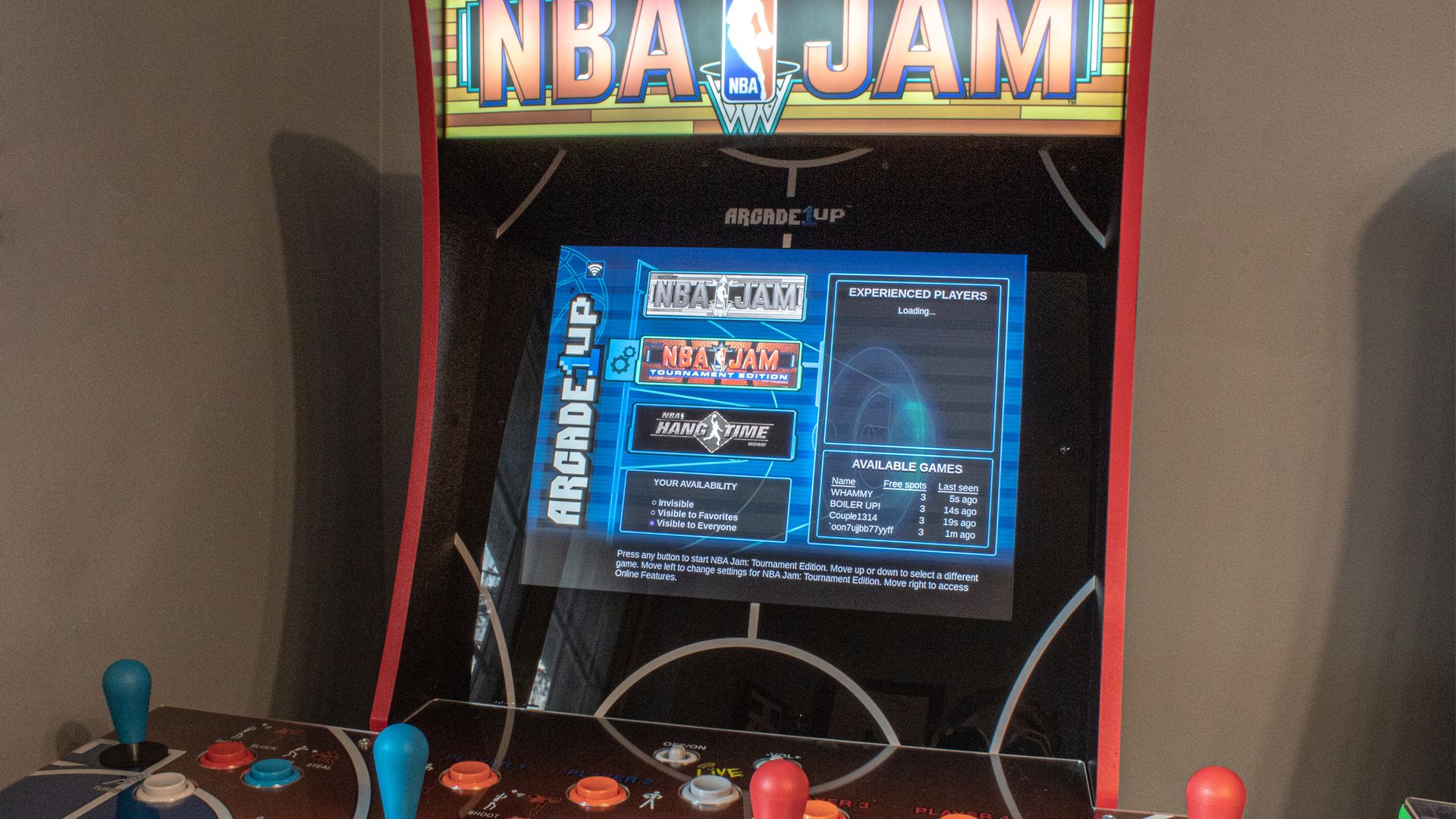 A closeup of the Arcade1Up menu system.
