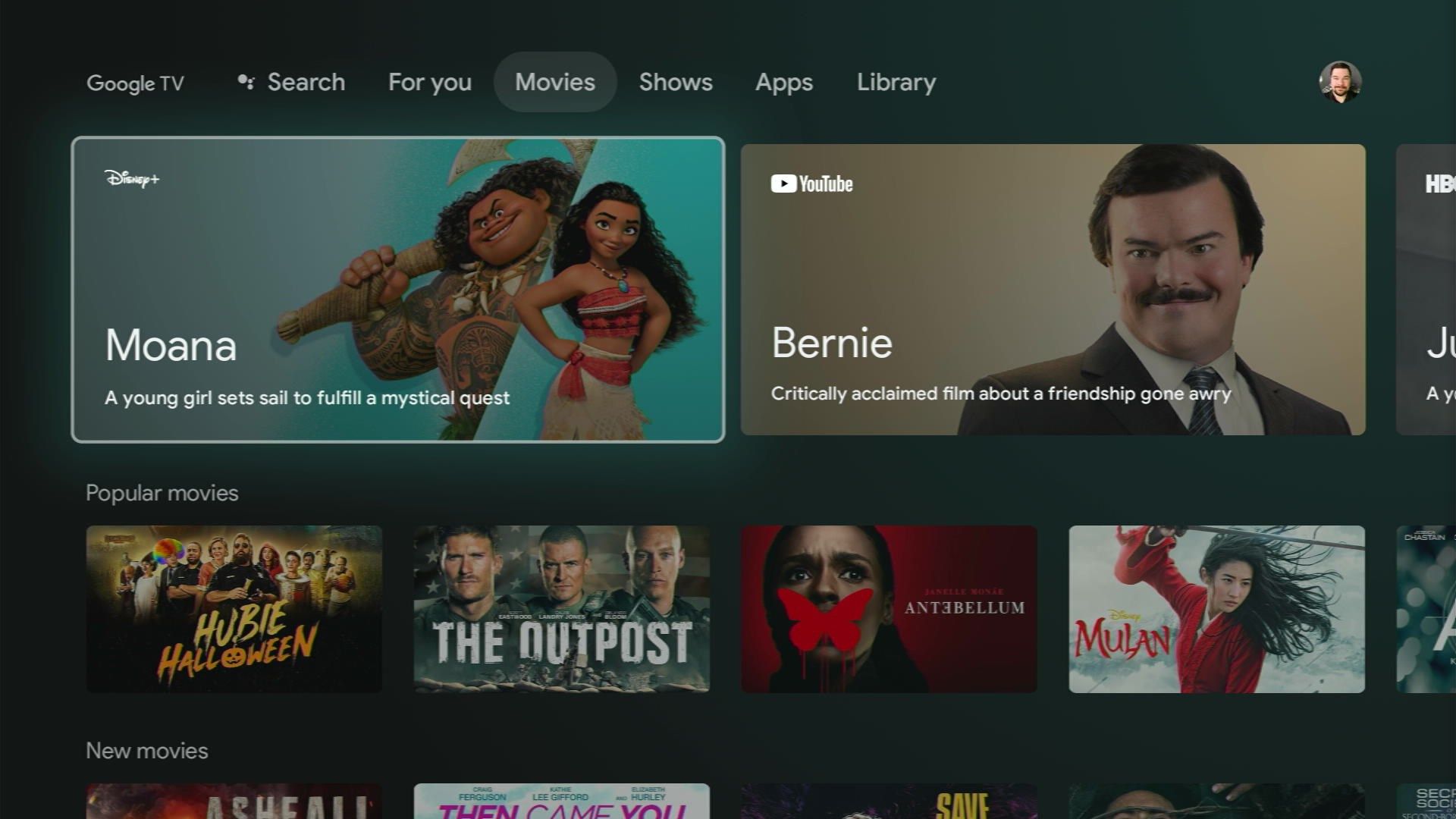 Chromecast movies page