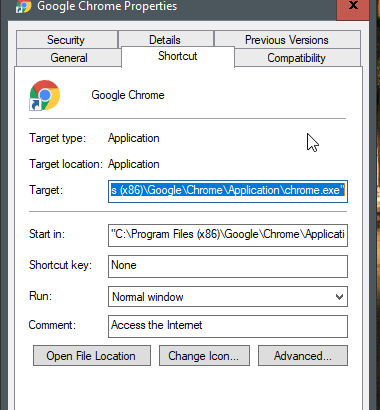 Assigning a shortcut key to Chrome
