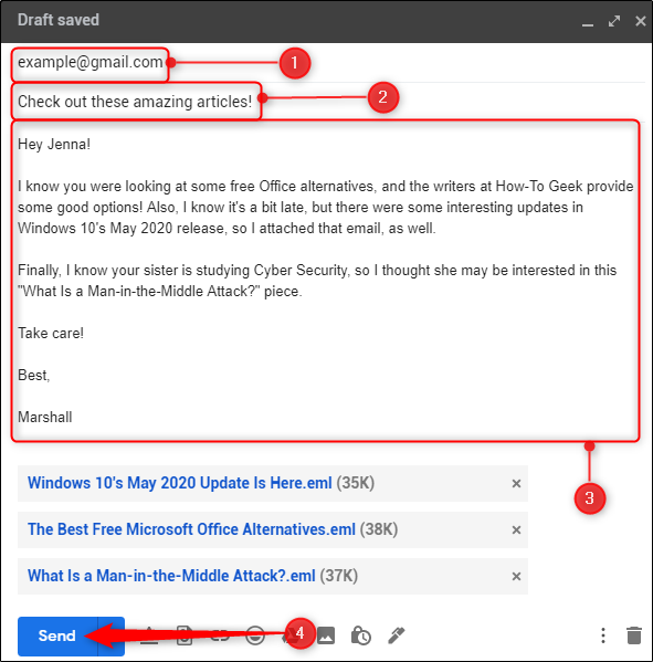 Compose the email with attachments