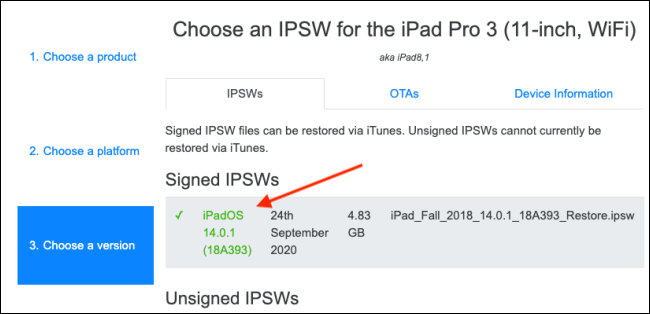 Select A Signed iOS Version File