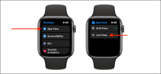 Switch to List View on Apple Watch