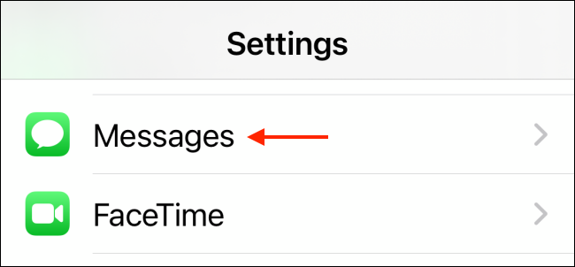 Tap Messages from Settings