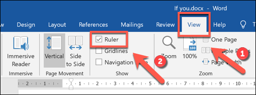 Click View &gt; Ruler to enable the ribbon bar in Microsoft Word