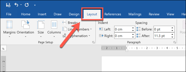 In Word, select your block quote, then press the "Layout" tab on the ribbon bar.