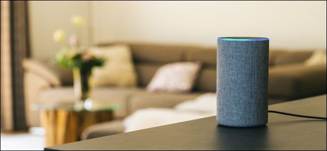 Amazon Echo smart speaker in a living room