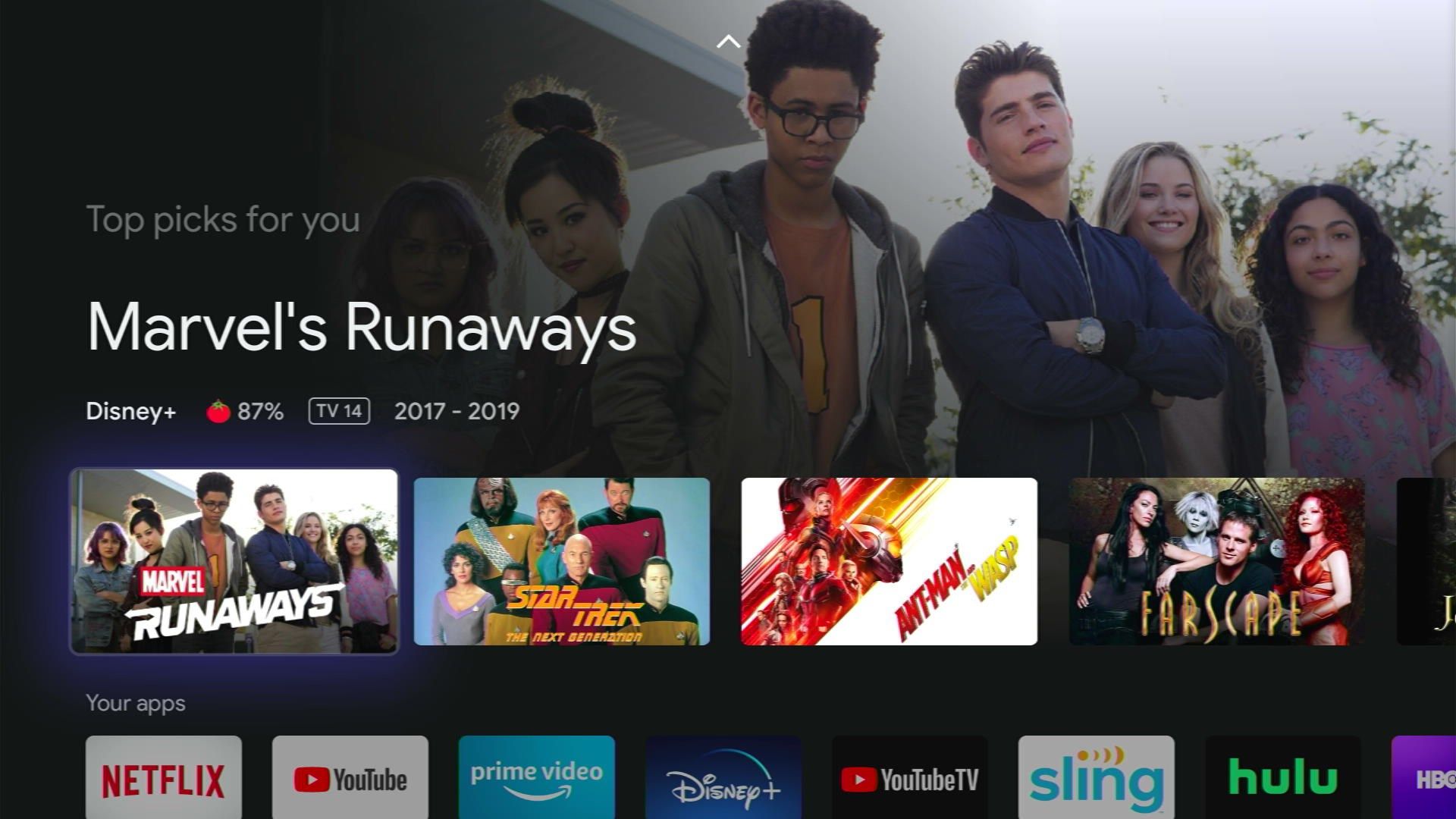 Chromecast home screen
