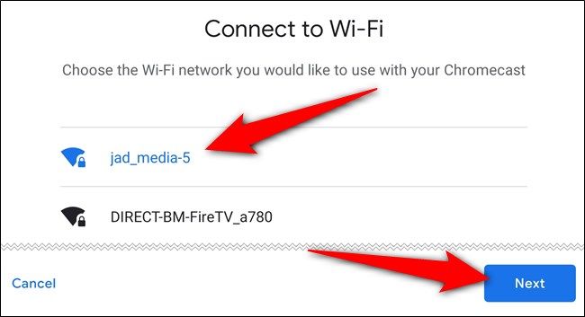 Choose the Wi-Fi network, tap the "Next" button, and then sign in