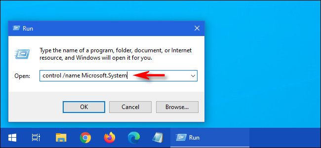 Open the "Run" window from the Start menu and type in a special command to open the System About window.