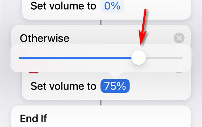 Use the slider in Shortcuts to adjust the volume