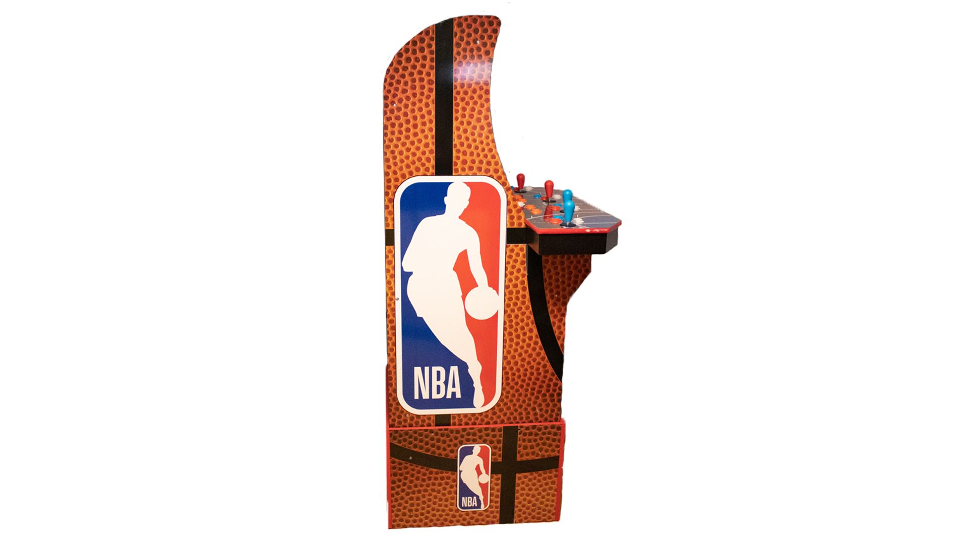 A side view of the NBA Jam machine.