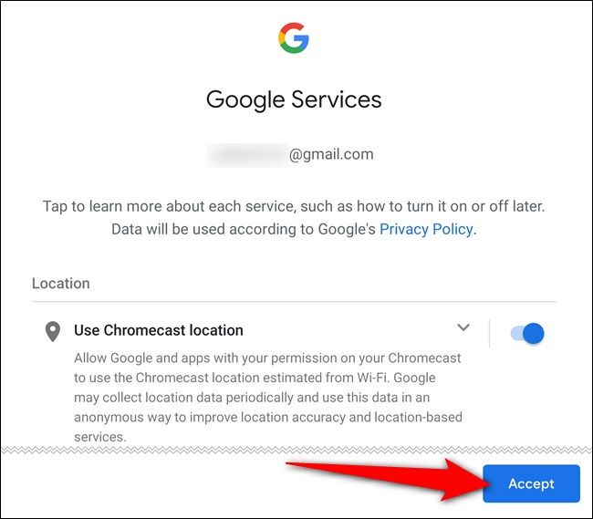 Enable the Google services and tap "Accept"