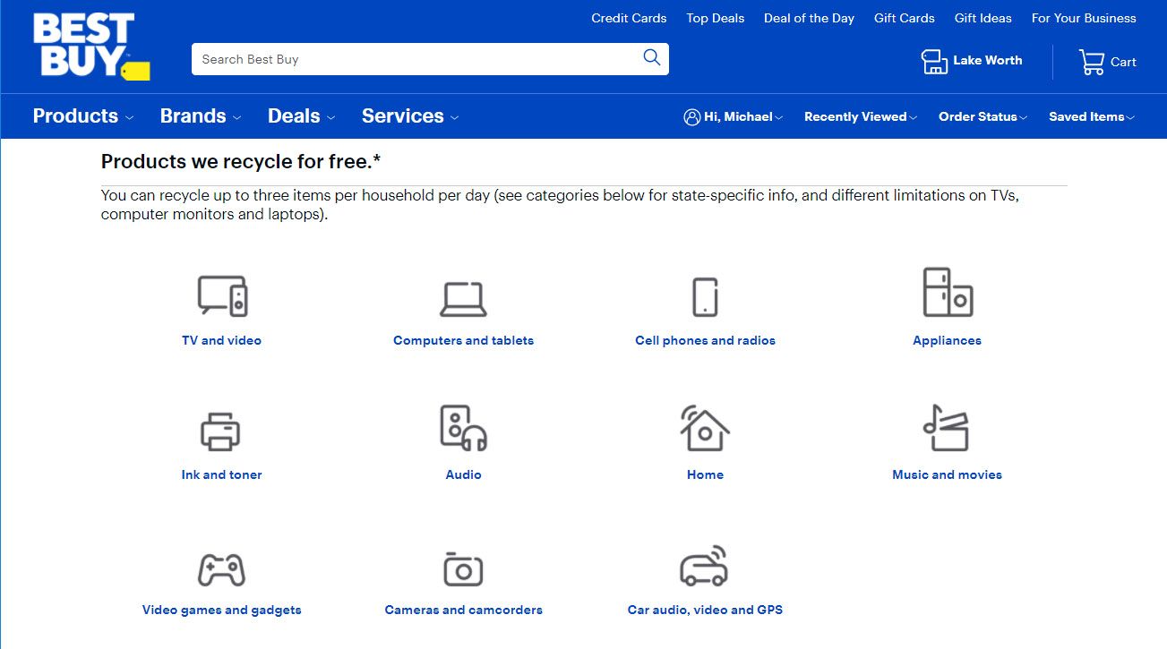 Best Buy&rsquo;s recycling page.