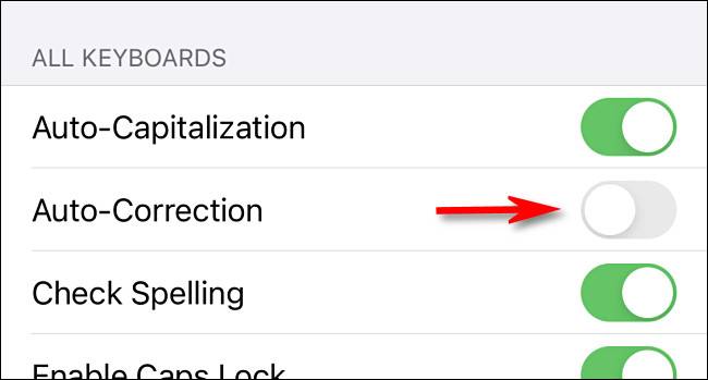 In Settings on iPhone or iPad, turn off the "Auto-Correction" switch.