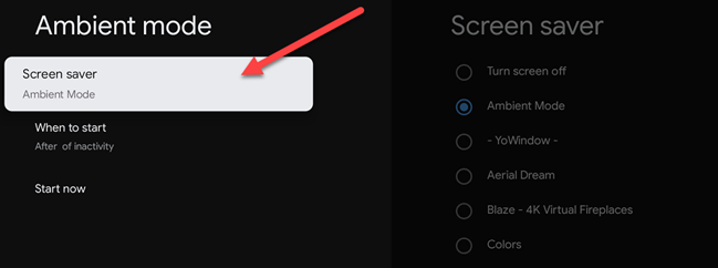 select screen saver