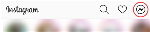 tap the messenger icon in instagram