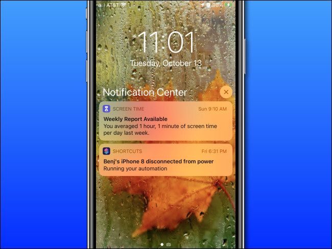 An example of Notification Center on iPhone