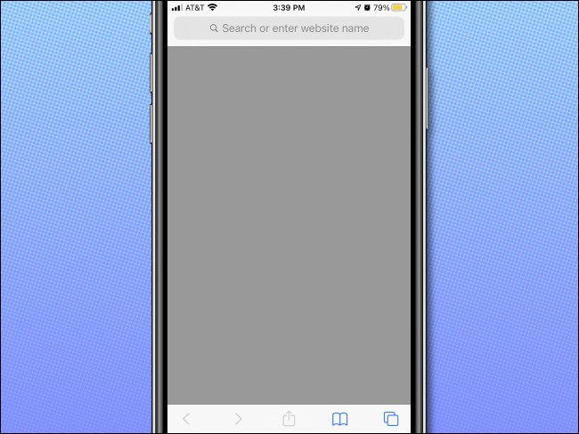 An example of a blank page in Safari on iPhone with no Favorites listed