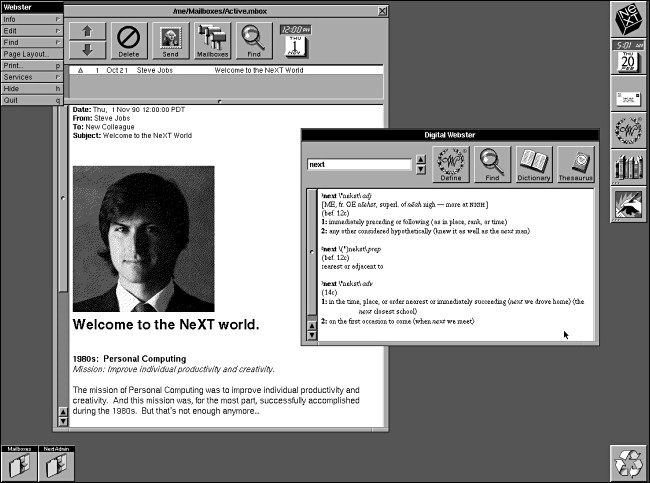 An email from Steve Jobs that shipped with NeXTSTEP 2.0