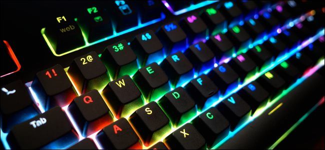 A keyboard with RGB lighting.