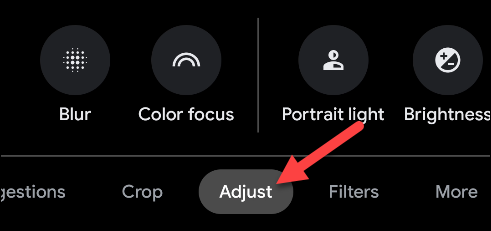 select Adjust in bottom row
