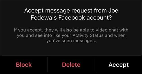 Recieving a message on Facebook from an Instagram user
