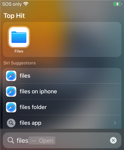 Open Spotlight Search and search for the &quot;Files&quot; app.