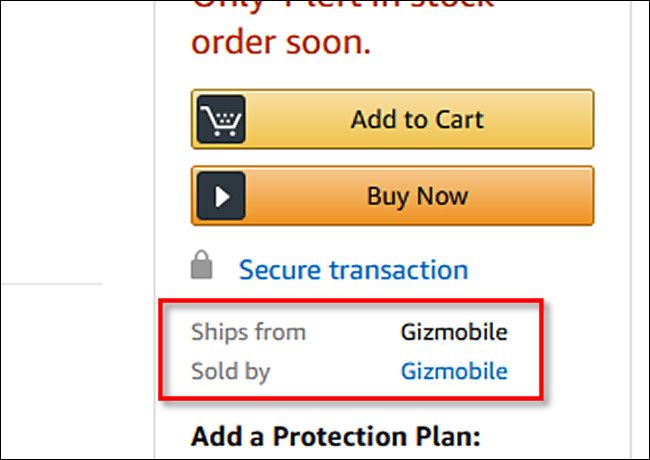 Screenshot of Amazon.com: Ship from Third-Party, Sold by Third-Party