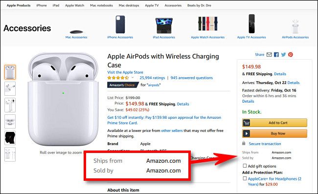 In products on Amazon.com, look for items that say "Sold by Amazon.com"