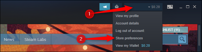 Click &quot;Store preferences&quot; in the Steam profile menu