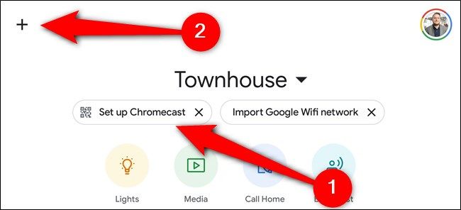 Tap the "Set Up Chromecast" button or select the "+" icon