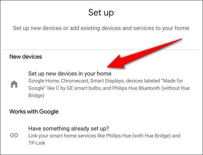 Tap the "Set Up New Devices In Your Home" button