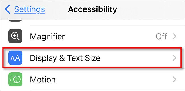 In Accessibility settings on iPhone, tap 