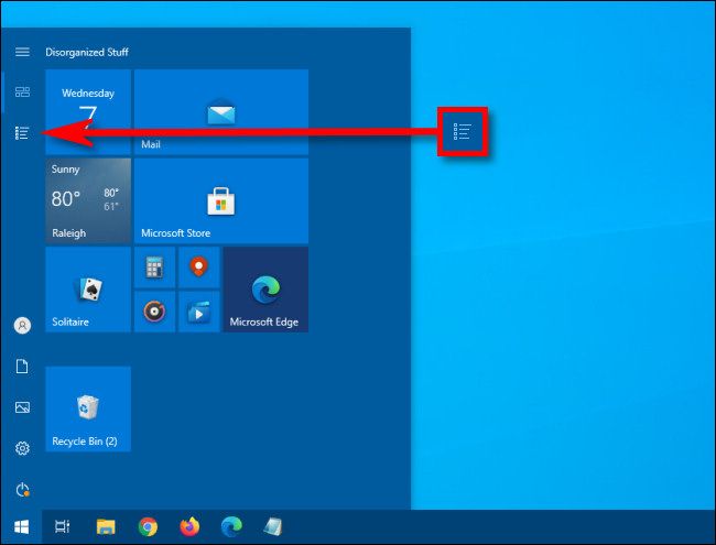 In the Windows 10 Start menu, click the All apps button
