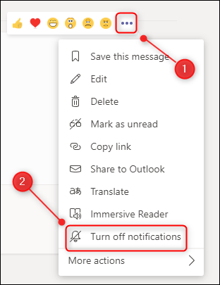 The &quot;Turn off notifications&quot; menu option for a conversation.