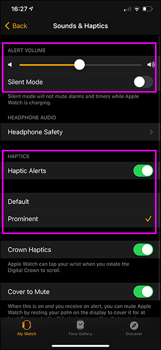 setting sounds and haptics options apple watch