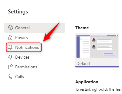 The &quot;Notifications&quot; option in the Setting menu.