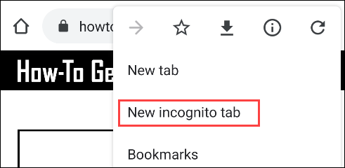 select new incognito tab from menu