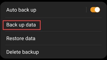 select back up data