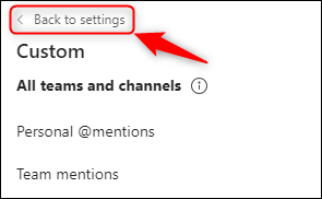 The &quot;Back to settings&quot; link.