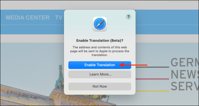 translate page in safari mac