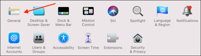 Click General from System Preferences