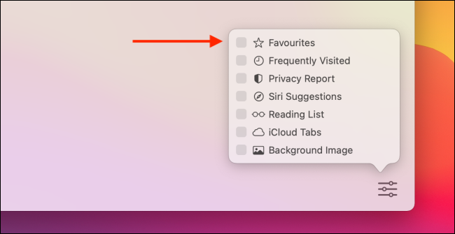 Click to Enable or Disable a Section in Safari Start Page