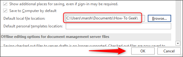 Confirmed location change for local file path