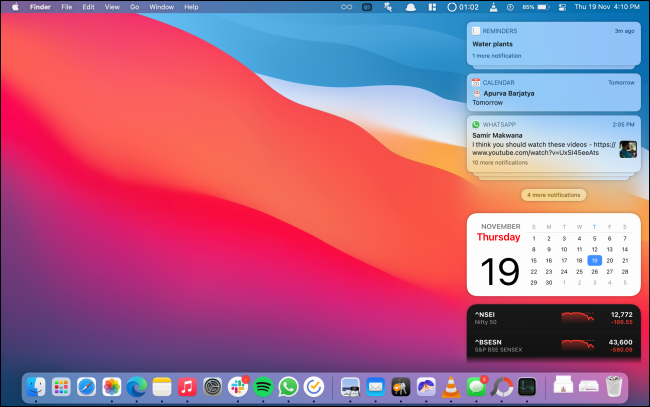 Notification Center Expanded in macOS Big Sur