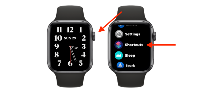 Open Shortcuts App on Apple Watch