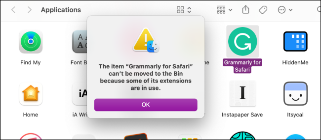 Safari Extension Can't Be Removed Before Disabling